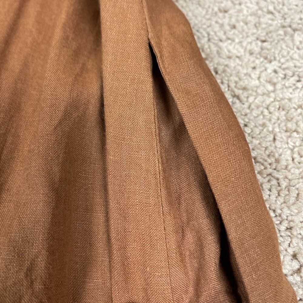 Oberon Dress Women L Brown Vintage Linen Safari Maxi Modest Button Front Western - Picture 9 of 9